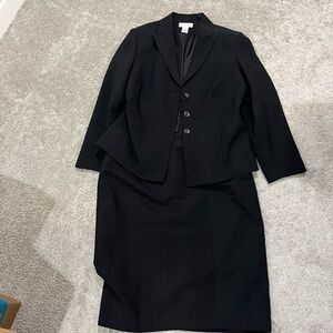Worthington Pinstripe Black Blazer and Skirt Set